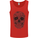 A Skull Made of Flowers Gothic Rock Biker Mens Vest Tank Top Red