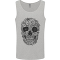 A Skull Made of Flowers Gothic Rock Biker Mens Vest Tank Top Sports Grey
