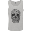 A Skull Made of Flowers Gothic Rock Biker Mens Vest Tank Top Sports Grey