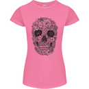 A Skull Made of Flowers Gothic Rock Biker Womens Petite Cut T-Shirt Azalea