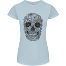 A Skull Made of Flowers Gothic Rock Biker Womens Petite Cut T-Shirt Light Blue