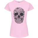 A Skull Made of Flowers Gothic Rock Biker Womens Petite Cut T-Shirt Light Pink