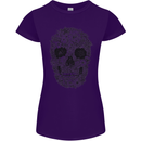 A Skull Made of Flowers Gothic Rock Biker Womens Petite Cut T-Shirt Purple