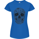 A Skull Made of Flowers Gothic Rock Biker Womens Petite Cut T-Shirt Royal Blue