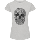 A Skull Made of Flowers Gothic Rock Biker Womens Petite Cut T-Shirt Sports Grey
