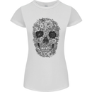 A Skull Made of Flowers Gothic Rock Biker Womens Petite Cut T-Shirt White