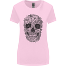 A Skull Made of Flowers Gothic Rock Biker Womens Wider Cut T-Shirt Light Pink