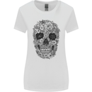 A Skull Made of Flowers Gothic Rock Biker Womens Wider Cut T-Shirt White
