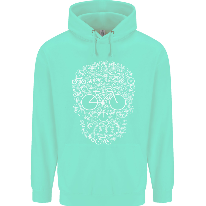 A Skull Made with Bicycles Cyclist Cycling Childrens Kids Hoodie Peppermint