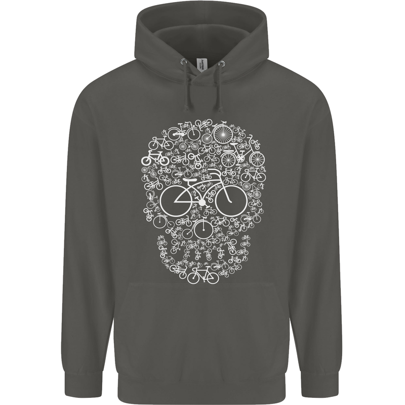 A Skull Made with Bicycles Cyclist Cycling Childrens Kids Hoodie Storm Grey