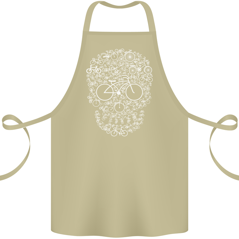 A Skull Made with Bicycles Cyclist Cycling Cotton Apron 100% Organic Khaki