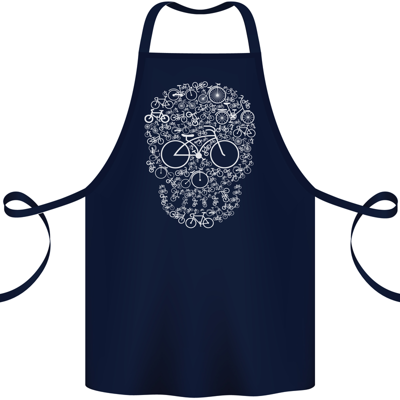 A Skull Made with Bicycles Cyclist Cycling Cotton Apron 100% Organic Navy Blue