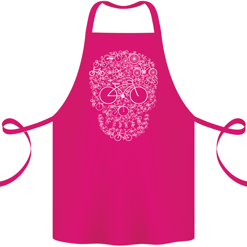 A Skull Made with Bicycles Cyclist Cycling Cotton Apron 100% Organic Pink