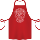 A Skull Made with Bicycles Cyclist Cycling Cotton Apron 100% Organic Red