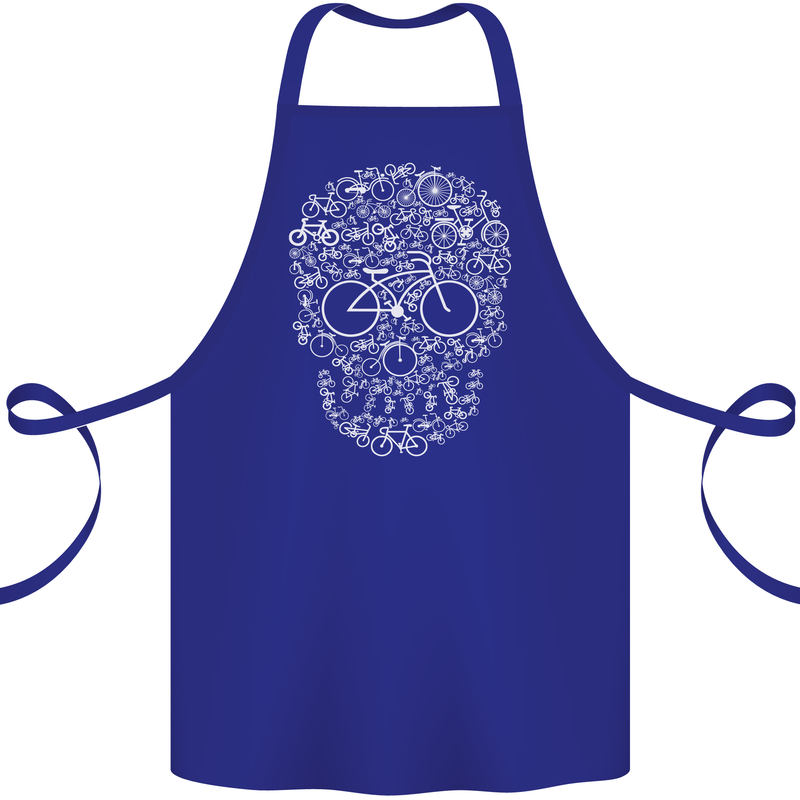 A Skull Made with Bicycles Cyclist Cycling Cotton Apron 100% Organic Royal Blue