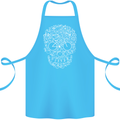 A Skull Made with Bicycles Cyclist Cycling Cotton Apron 100% Organic Turquoise