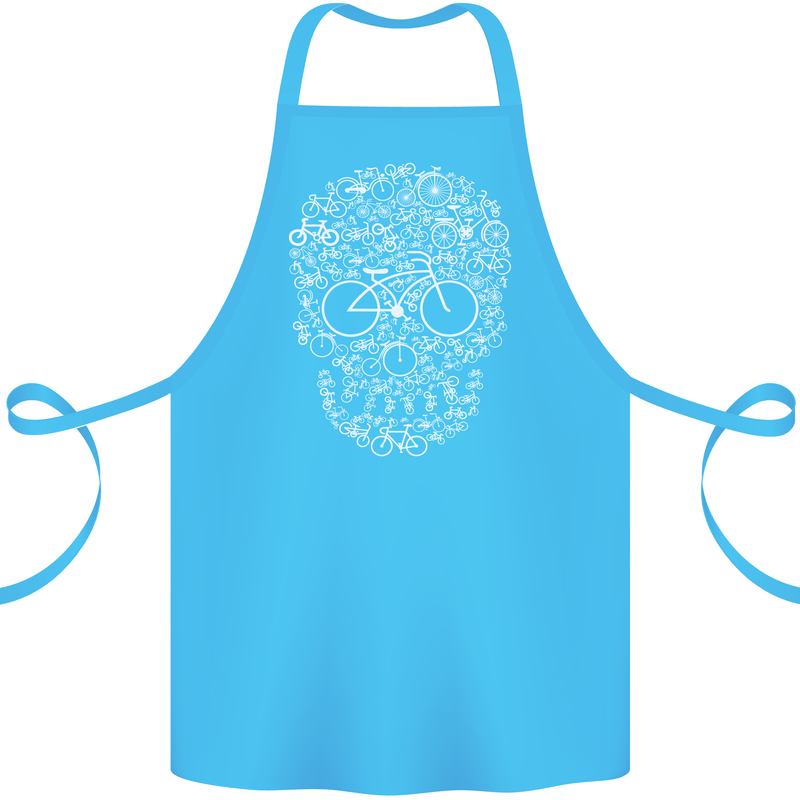 A Skull Made with Bicycles Cyclist Cycling Cotton Apron 100% Organic Turquoise
