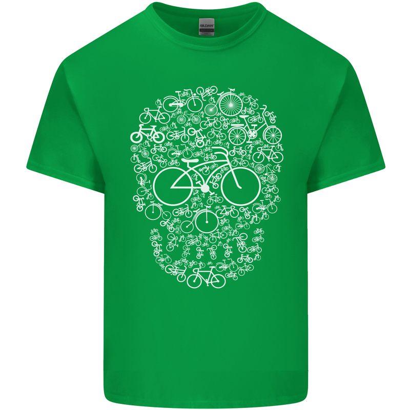 A Skull Made with Bicycles Cyclist Cycling Kids T-Shirt Childrens Irish Green