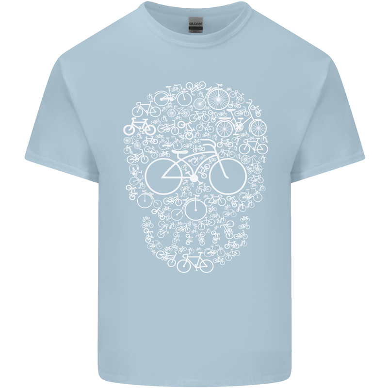 A Skull Made with Bicycles Cyclist Cycling Kids T-Shirt Childrens Light Blue