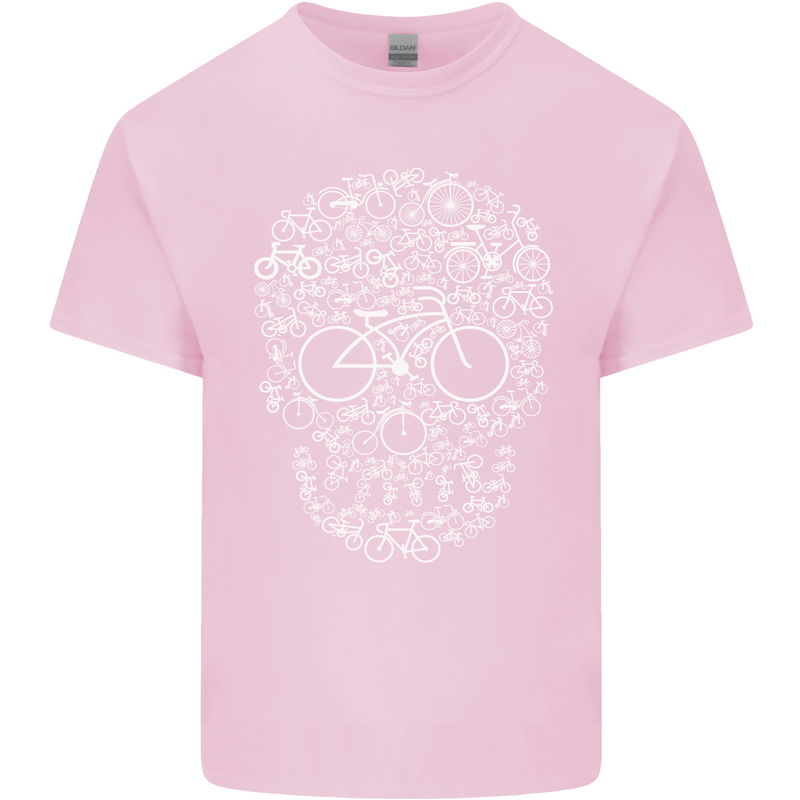 A Skull Made with Bicycles Cyclist Cycling Kids T-Shirt Childrens Light Pink