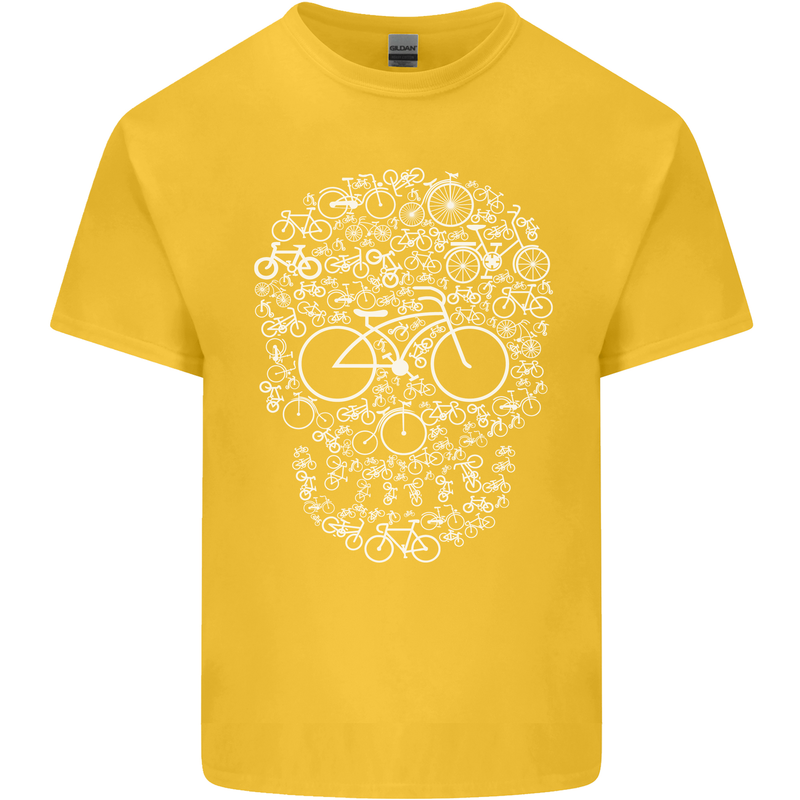 A Skull Made with Bicycles Cyclist Cycling Kids T-Shirt Childrens Yellow