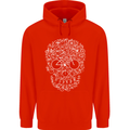 A Skull Made with Bicycles Cyclist Cycling Mens 80% Cotton Hoodie Bright Red