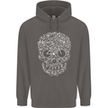 A Skull Made with Bicycles Cyclist Cycling Mens 80% Cotton Hoodie Charcoal