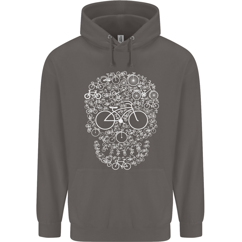 A Skull Made with Bicycles Cyclist Cycling Mens 80% Cotton Hoodie Charcoal