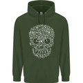A Skull Made with Bicycles Cyclist Cycling Mens 80% Cotton Hoodie Forest Green