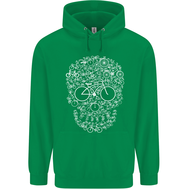 A Skull Made with Bicycles Cyclist Cycling Mens 80% Cotton Hoodie Irish Green