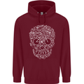 A Skull Made with Bicycles Cyclist Cycling Mens 80% Cotton Hoodie Maroon