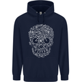 A Skull Made with Bicycles Cyclist Cycling Mens 80% Cotton Hoodie Navy Blue