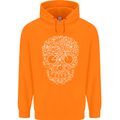 A Skull Made with Bicycles Cyclist Cycling Mens 80% Cotton Hoodie Orange