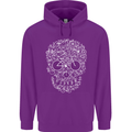 A Skull Made with Bicycles Cyclist Cycling Mens 80% Cotton Hoodie Purple