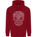 A Skull Made with Bicycles Cyclist Cycling Mens 80% Cotton Hoodie Red