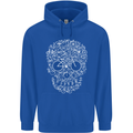 A Skull Made with Bicycles Cyclist Cycling Mens 80% Cotton Hoodie Royal Blue