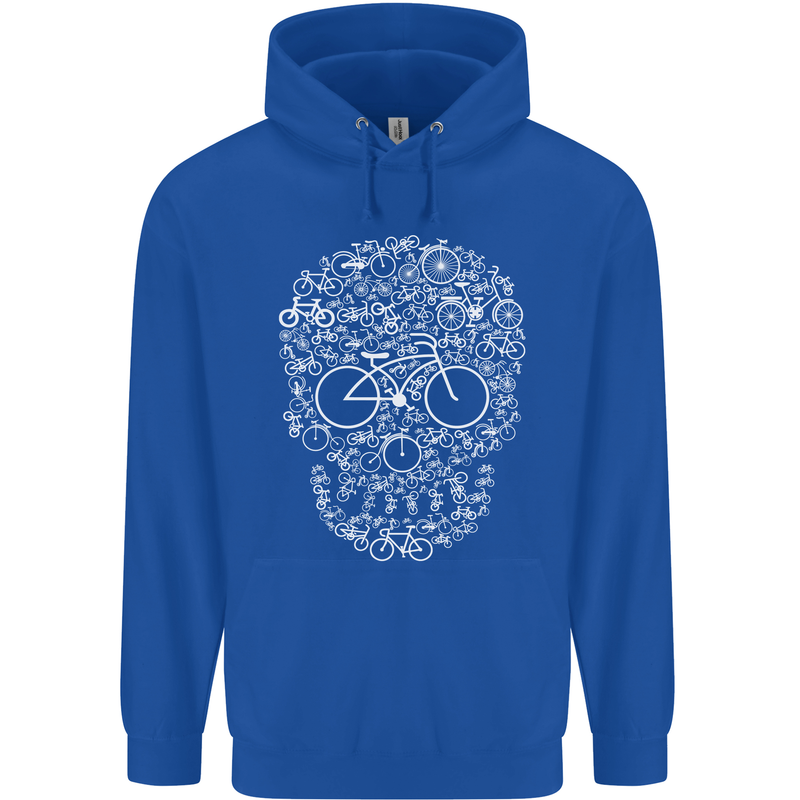 A Skull Made with Bicycles Cyclist Cycling Mens 80% Cotton Hoodie Royal Blue