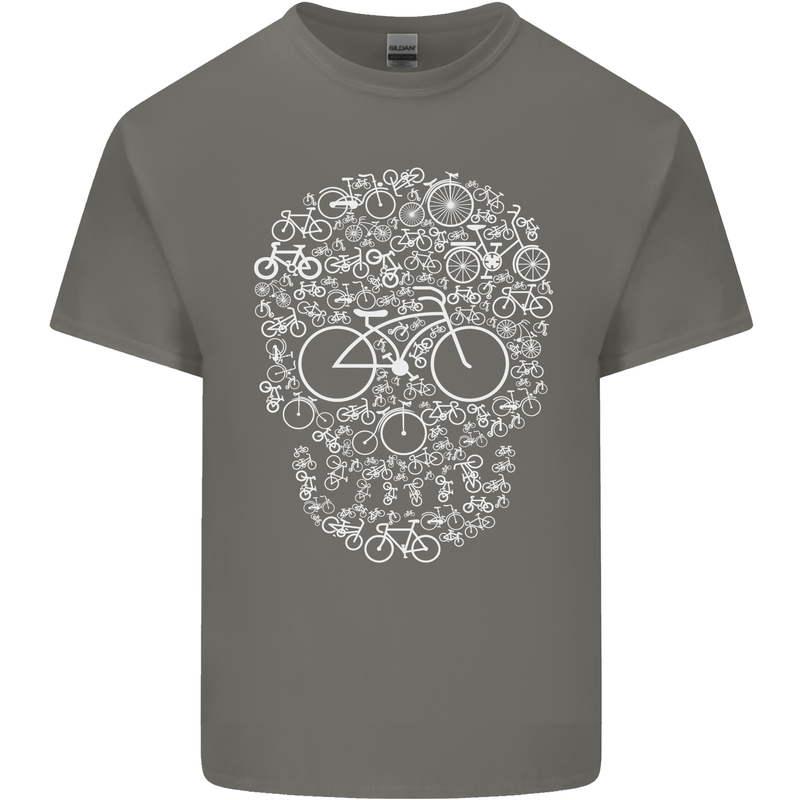 A Skull Made with Bicycles Cyclist Cycling Mens Cotton T-Shirt Tee Top Charcoal