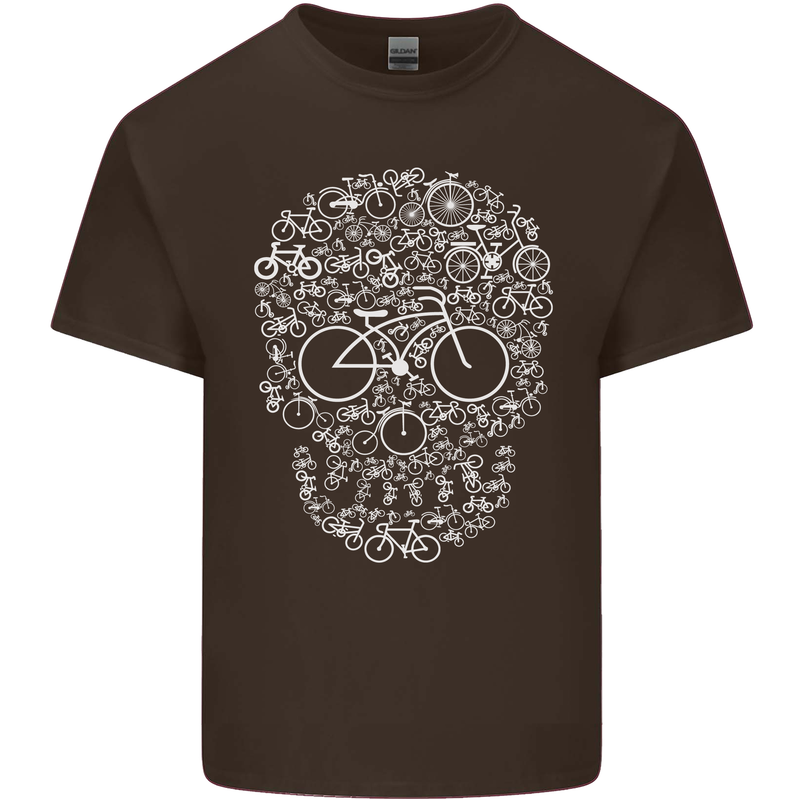 A Skull Made with Bicycles Cyclist Cycling Mens Cotton T-Shirt Tee Top Dark Chocolate