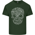 A Skull Made with Bicycles Cyclist Cycling Mens Cotton T-Shirt Tee Top Forest Green