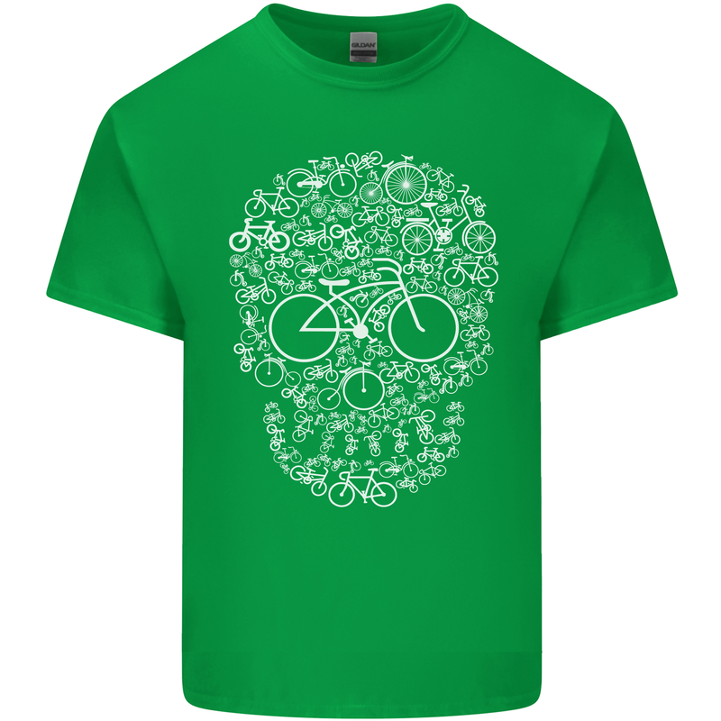 A Skull Made with Bicycles Cyclist Cycling Mens Cotton T-Shirt Tee Top Irish Green