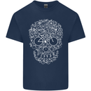 A Skull Made with Bicycles Cyclist Cycling Mens Cotton T-Shirt Tee Top Navy Blue