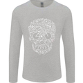 A Skull Made with Bicycles Cyclist Cycling Mens Long Sleeve T-Shirt Sports Grey
