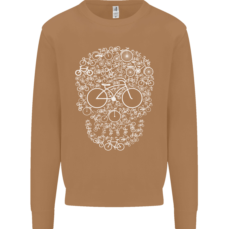 A Skull Made with Bicycles Cyclist Cycling Mens Sweatshirt Jumper Caramel Latte