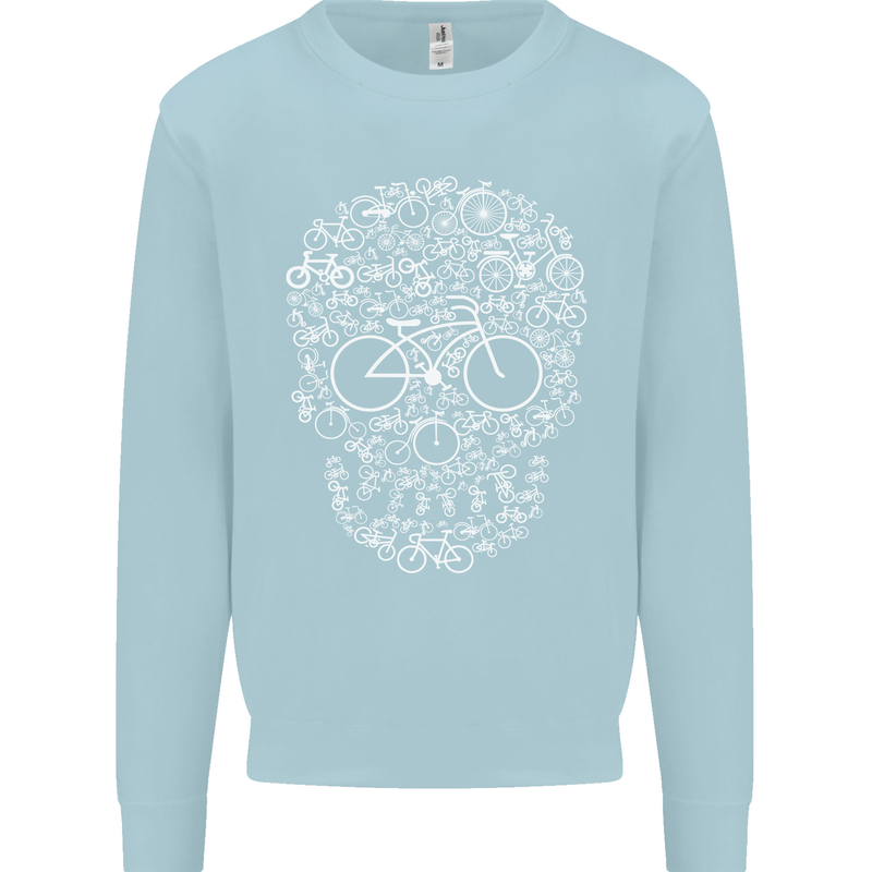 A Skull Made with Bicycles Cyclist Cycling Mens Sweatshirt Jumper Light Blue