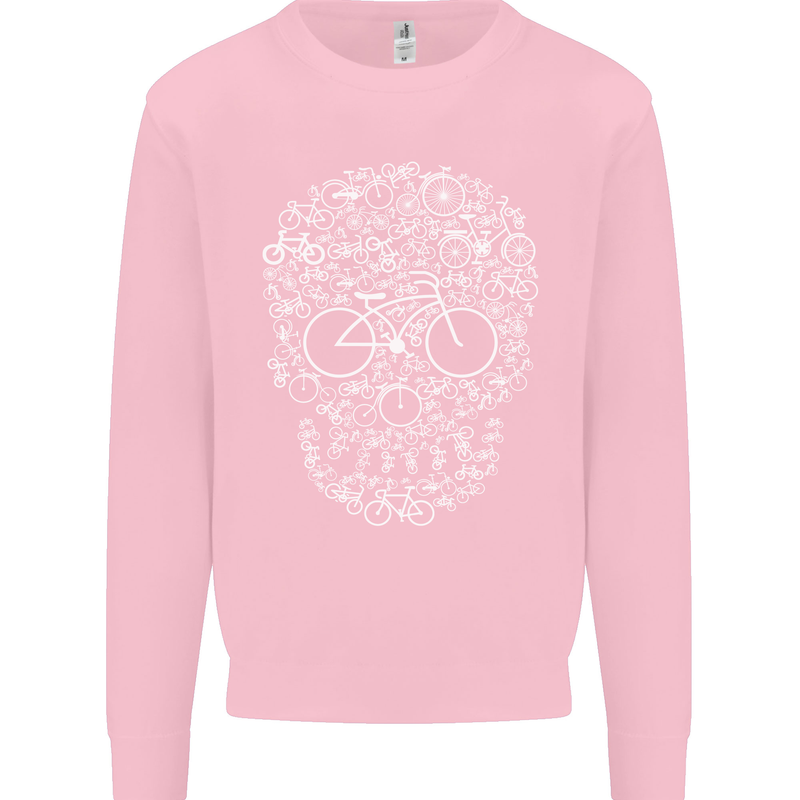 A Skull Made with Bicycles Cyclist Cycling Mens Sweatshirt Jumper Light Pink