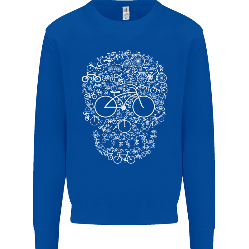 A Skull Made with Bicycles Cyclist Cycling Mens Sweatshirt Jumper Royal Blue