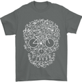 A Skull Made with Bicycles Cyclist Cycling Mens T-Shirt Cotton Gildan Charcoal
