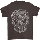 A Skull Made with Bicycles Cyclist Cycling Mens T-Shirt Cotton Gildan Dark Chocolate