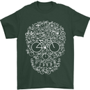 A Skull Made with Bicycles Cyclist Cycling Mens T-Shirt Cotton Gildan Forest Green
